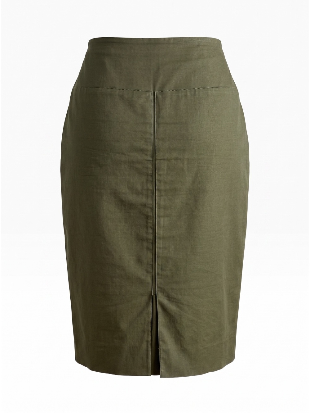 Vintage YSL Rive Gauche 2004 Tom Ford Olive Cotton Pencil Skirt US 6 FR 38